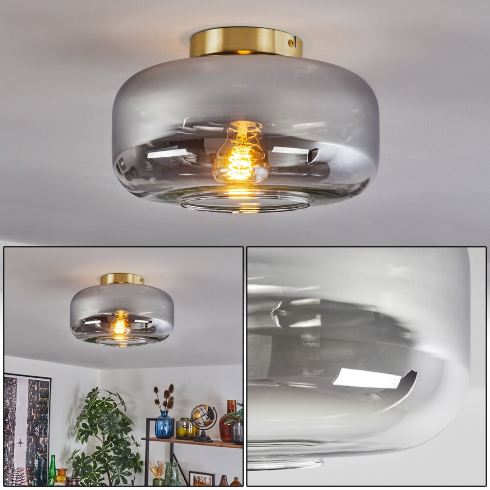 Boza Deckenleuchte Glas 28 cm Messing, 1-flammig main product photo