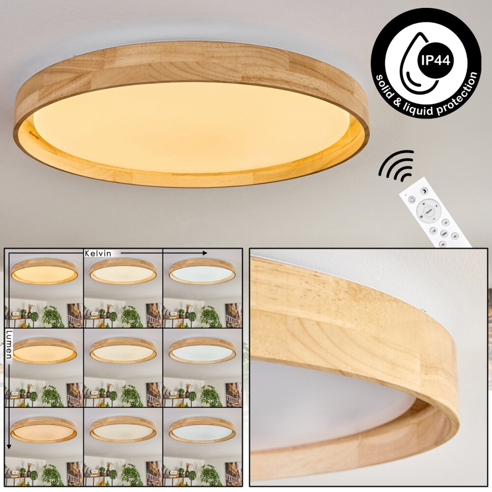 Tabernas Deckenleuchte LED Naturfarben, Weiß, 1-flammig, Fernbedienung main product photo