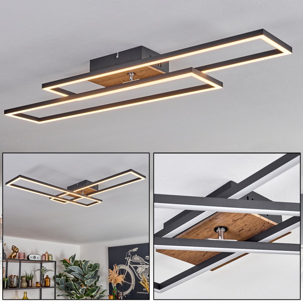 Macos Deckenleuchte LED Braun, Holzoptik, Schwarz, 1-flammig main product photo
