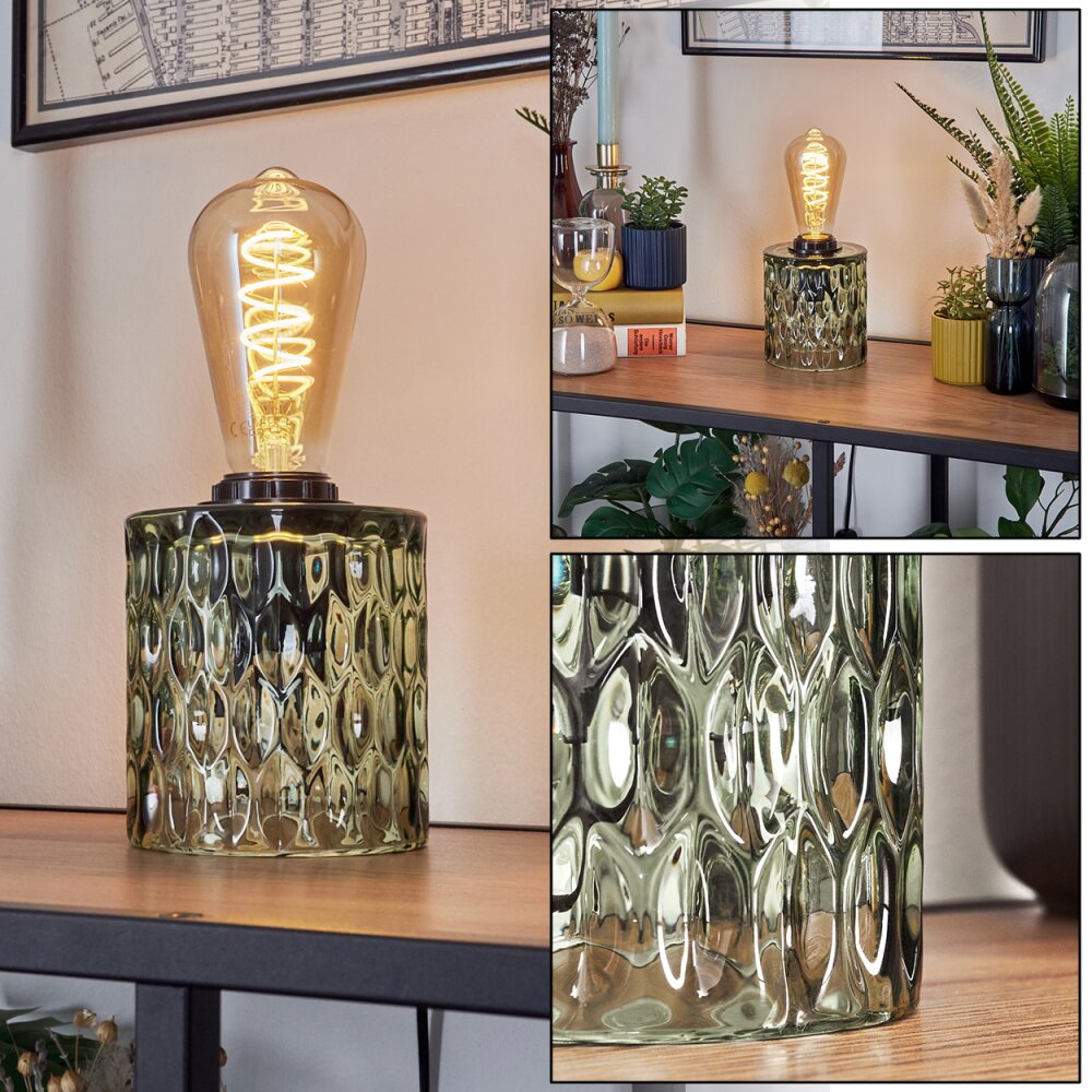 Sonhim Tischleuchte Glas 11cm Grün, Schwarz, 1-flammig main product photo