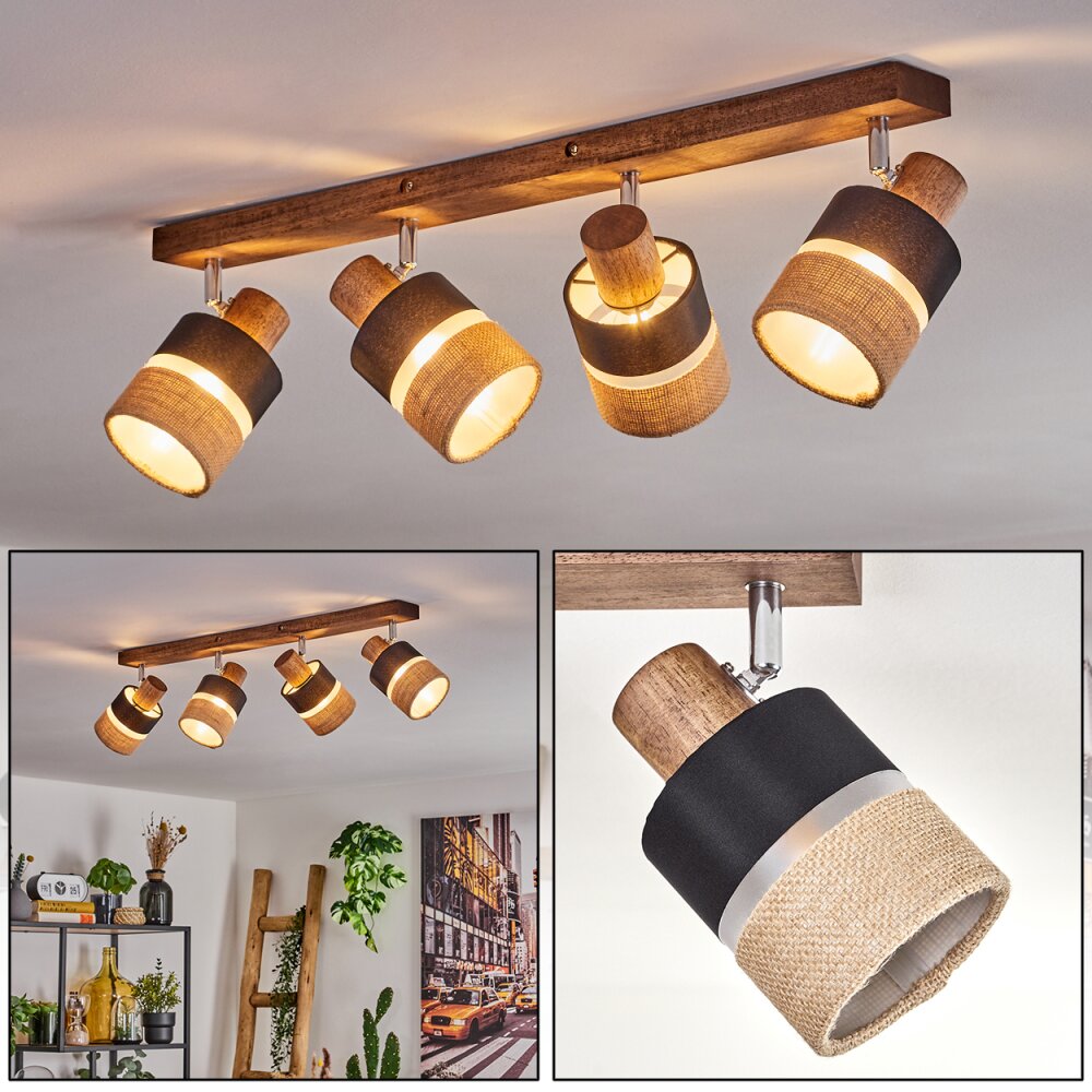 Fallhagen Deckenleuchte Chrom, Dunkelbraun, 4-flammig main product photo