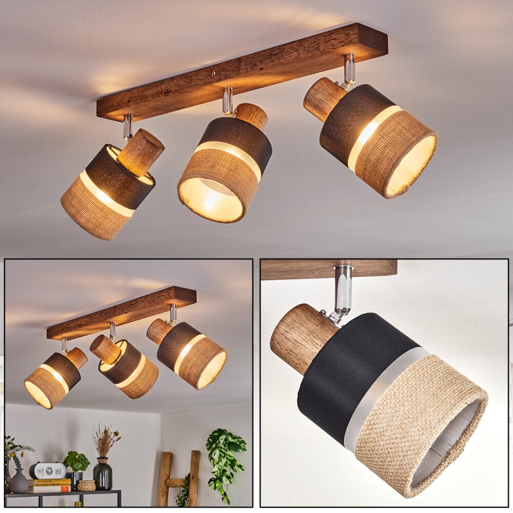 Fallhagen Deckenleuchte Chrom, Dunkelbraun, 3-flammig main product photo