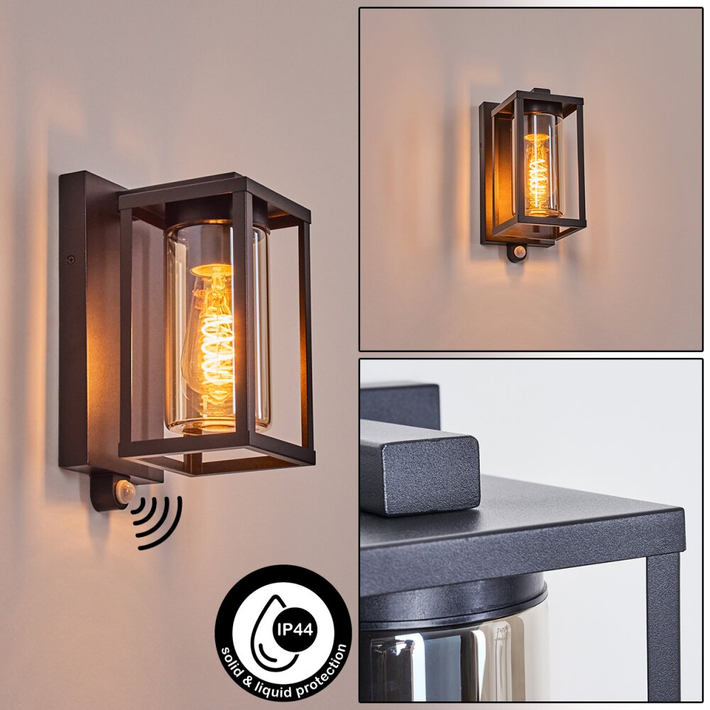 Portalis Aussenwandleuchte Schwarz, 1-flammig, Bewegungsmelder main product photo