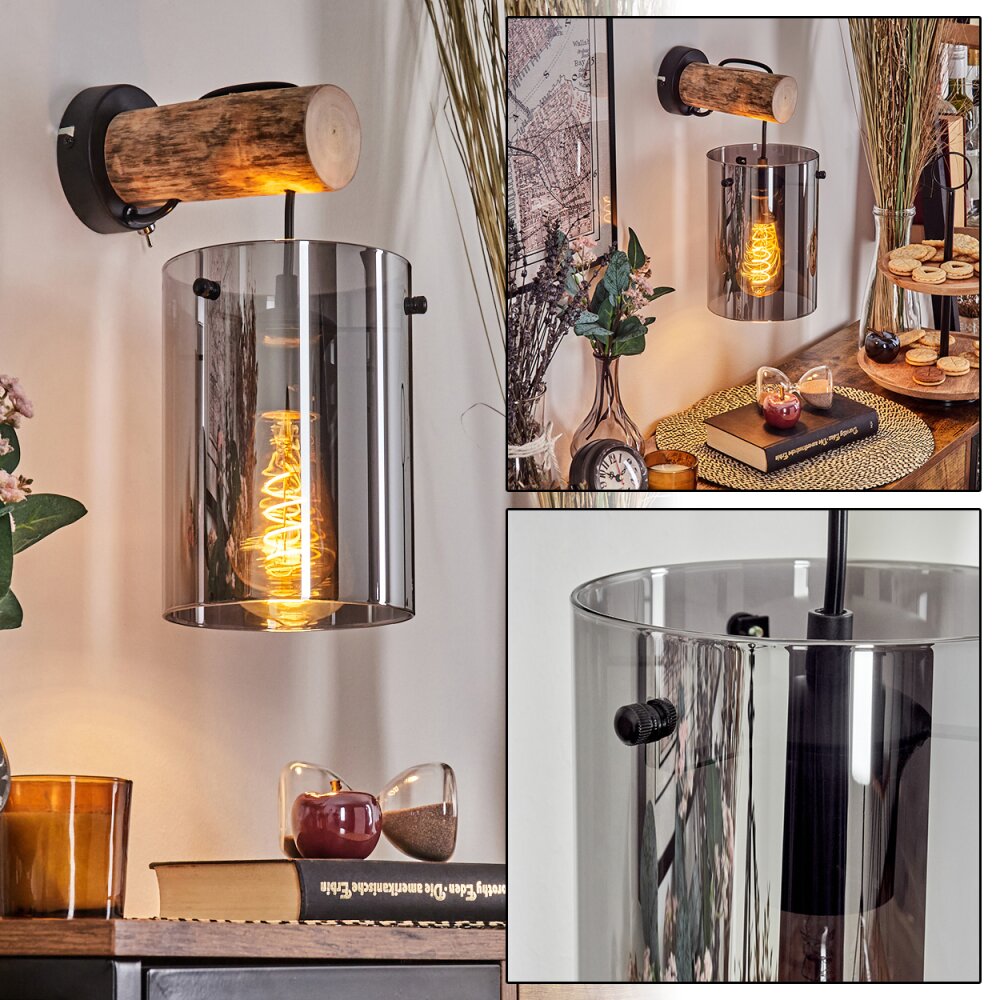 Parane Wandleuchte Naturfarben, Schwarz, 1-flammig main product photo