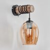 Vevino Wandleuchte Glas 15 cm Naturfarben, Schwarz, 1-flammig