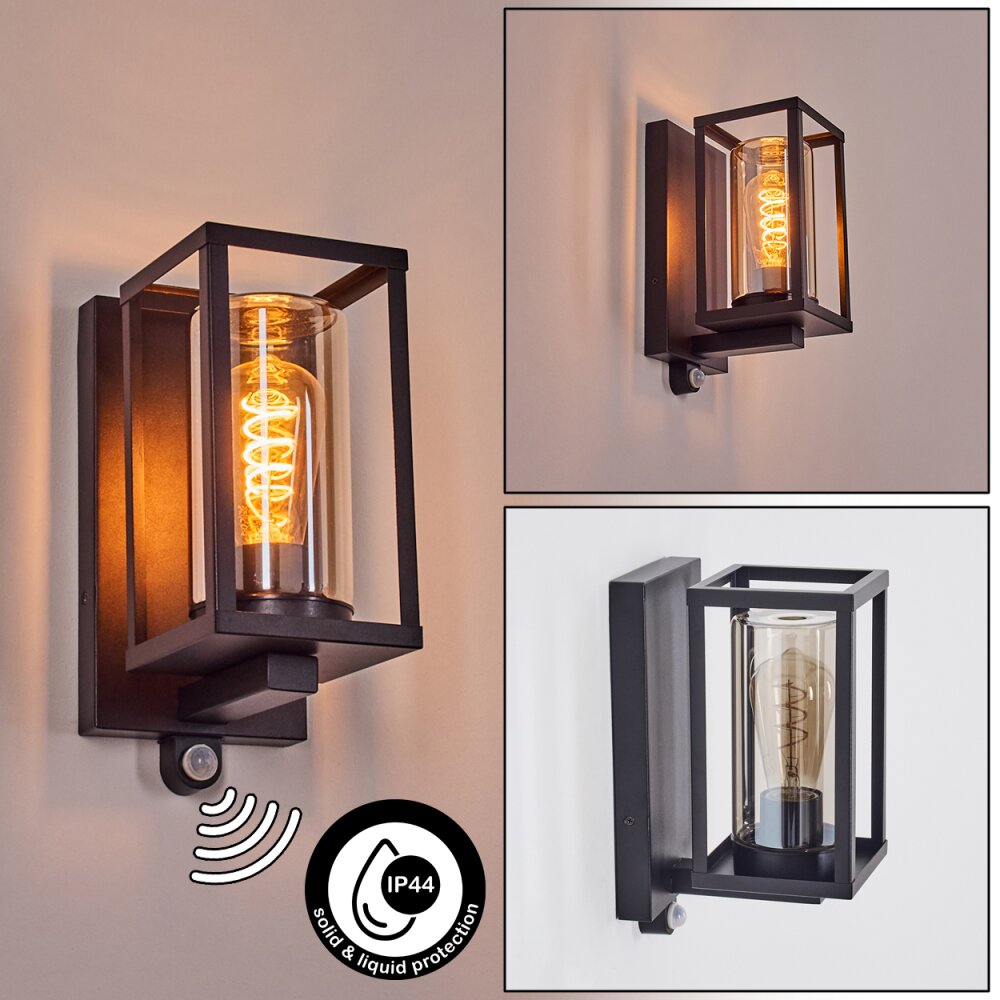 Portalis Aussenwandleuchte Schwarz, 1-flammig, Bewegungsmelder main product photo