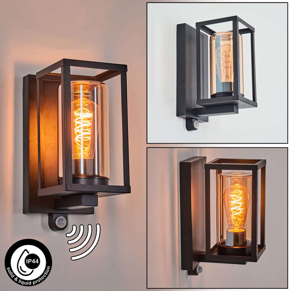 Portalis Aussenwandleuchte Schwarz, 1-flammig, Bewegungsmelder main product photo