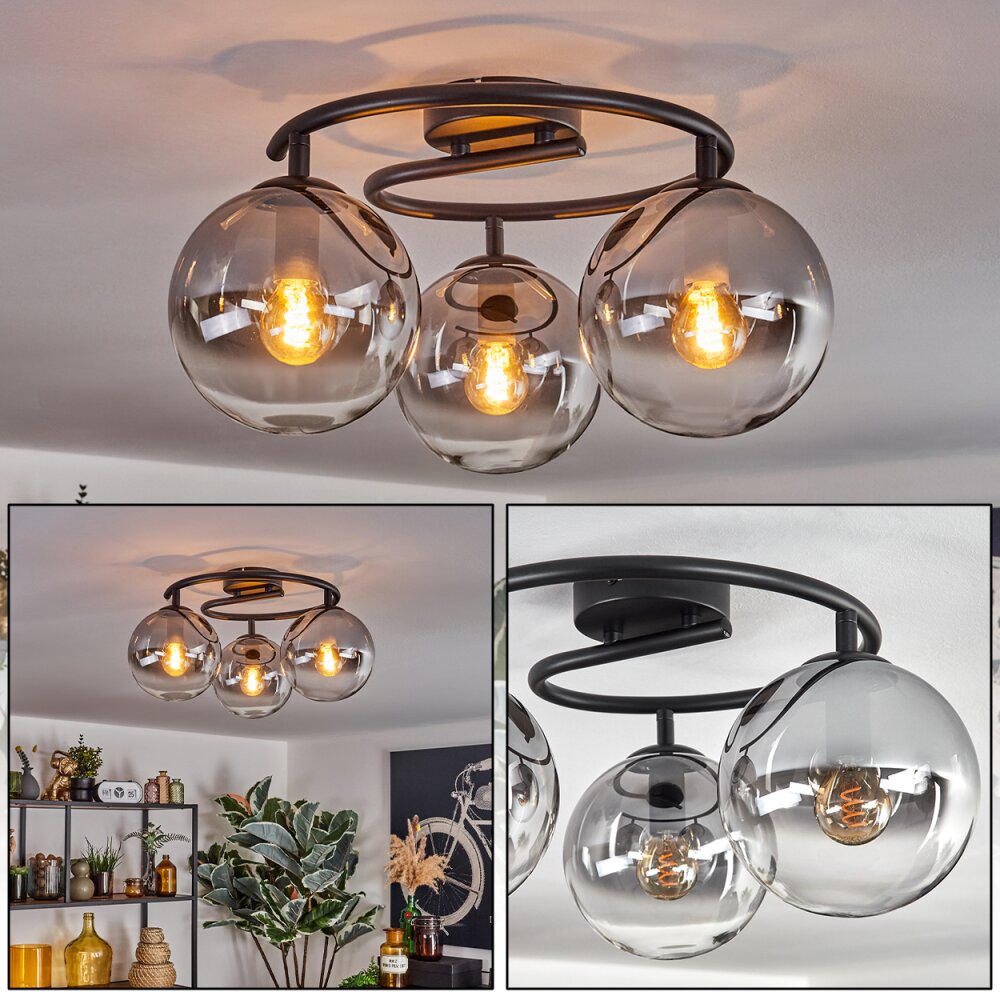 Gastor Deckenleuchte Glas 15 cm Klar, Rauchfarben, 3-flammig main product photo