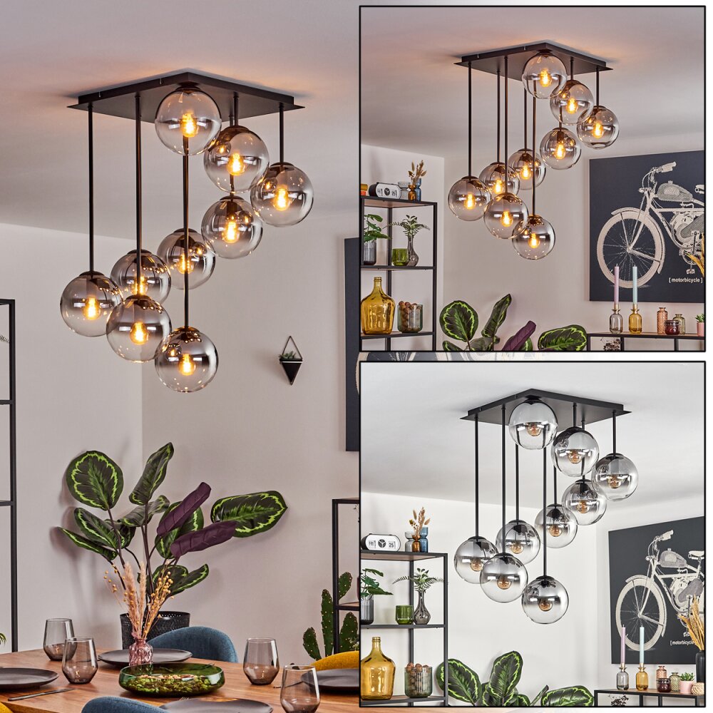 Gastor Deckenleuchte Glas 15 cm Klar, Rauchfarben, 9-flammig main product photo