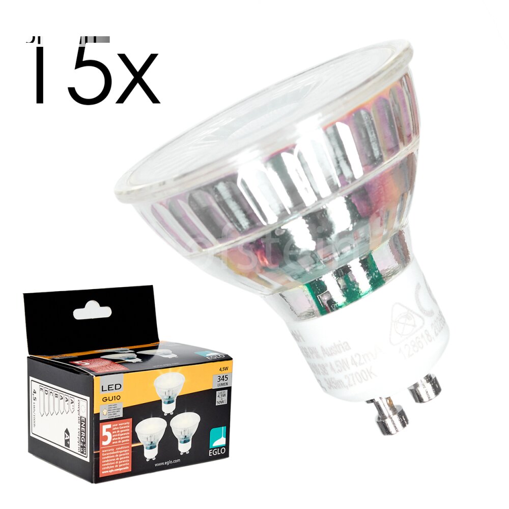 LED GU10 15er Set 4,5 Watt 2700 Kelvin 345 Lumen main product photo
