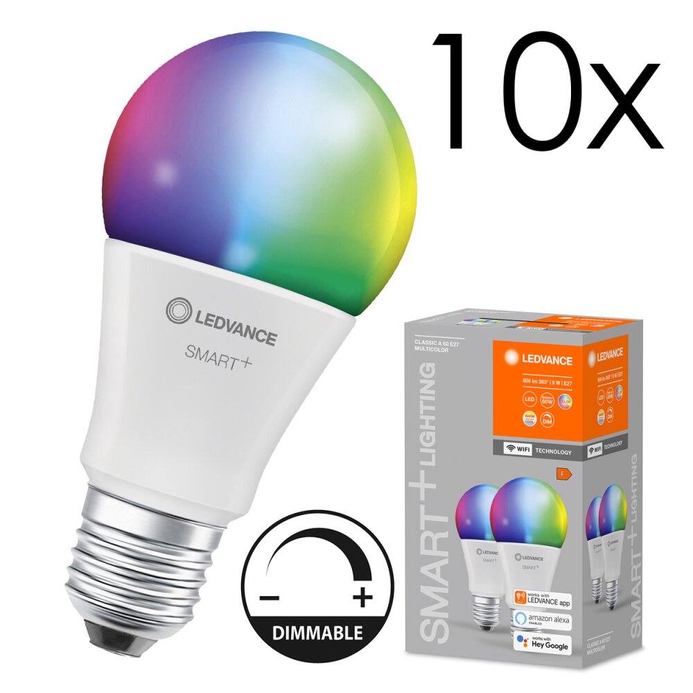 LED E27 10er Set 9 Watt 2700-6500 Kelvin 806 Lumen main product photo