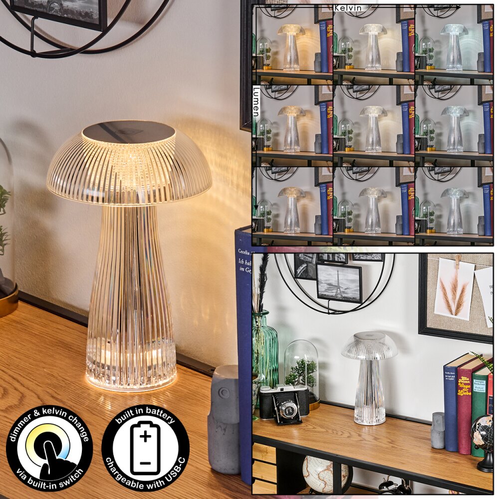 Pilzlampe Balsa Tischleuchte LED Transparent, Klar, 1-flammig main product photo