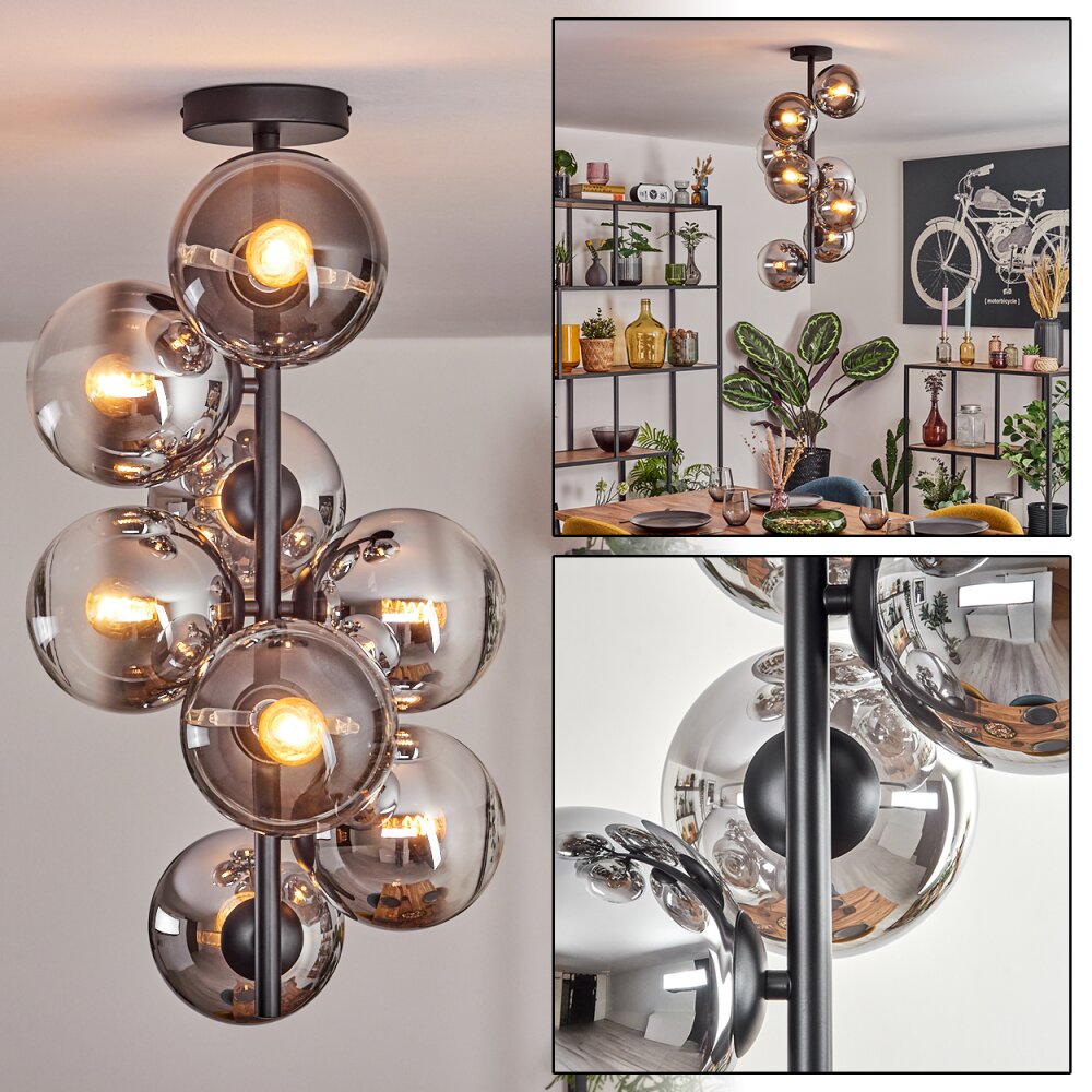 Gastor Deckenleuchte Glas 15 cm Chrom, Klar, Rauchfarben, 8-flammig main product photo