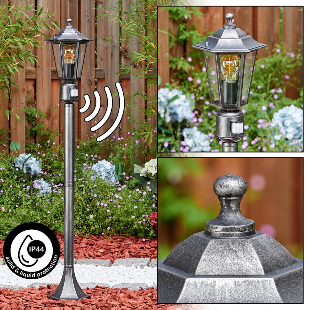 Loria Wegeleuchte Schwarz, Silber, 1-flammig, Bewegungsmelder main product photo
