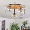 Koyoto Deckenleuchte Glas 15 cm Naturfarben, Schwarz, 3-flammig