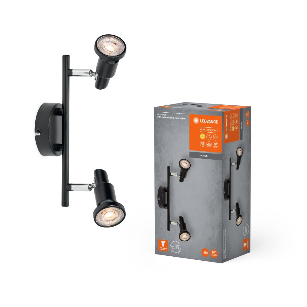 LEDVANCE Led Spot Deckenleuchte Schwarz, 2-flammig main product photo