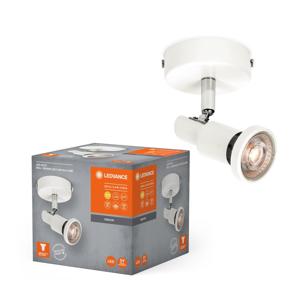 LEDVANCE Led Spot Deckenleuchte Weiß, 1-flammig main product photo