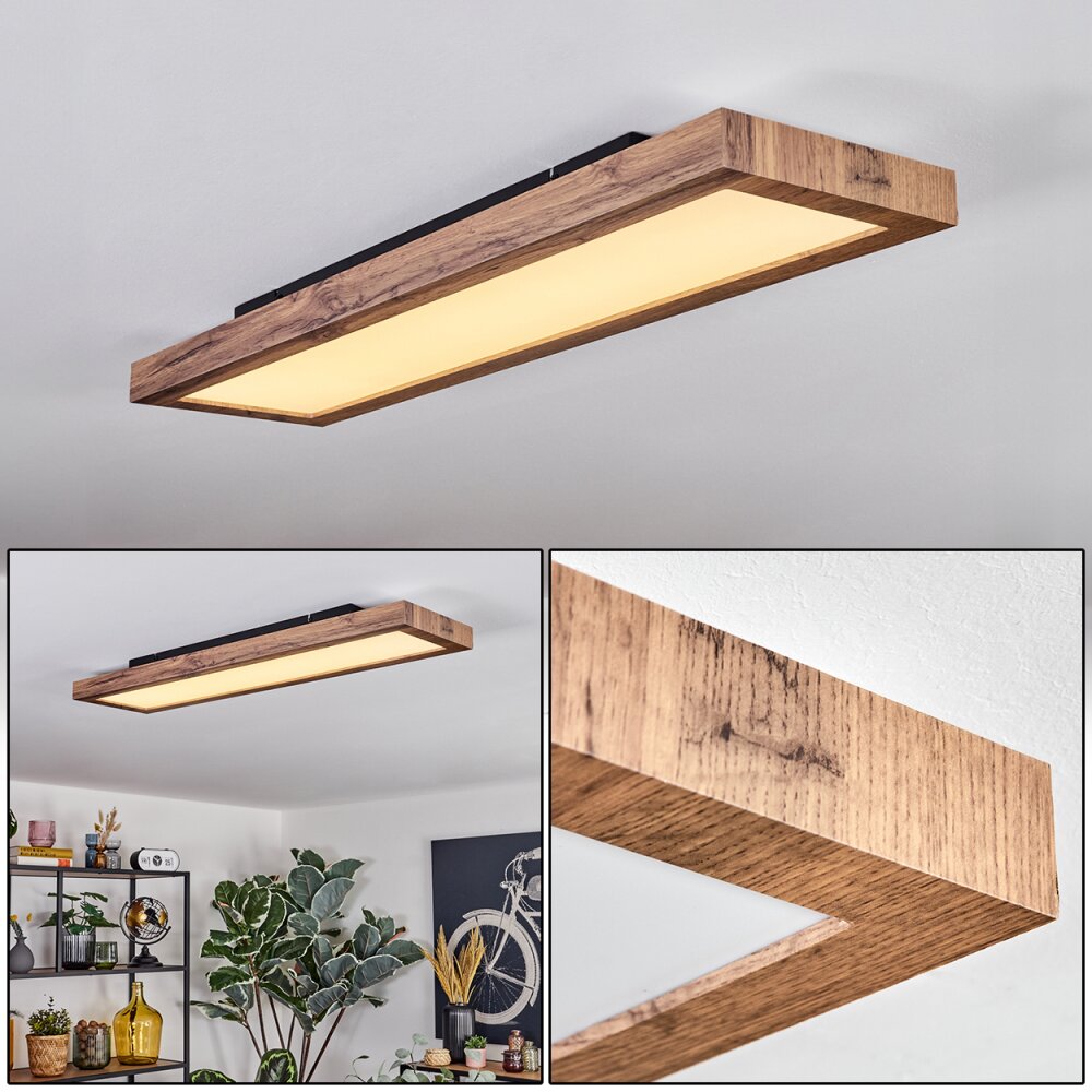 Salmi Deckenpanel LED Holzoptik, Schwarz, 1-flammig main product photo