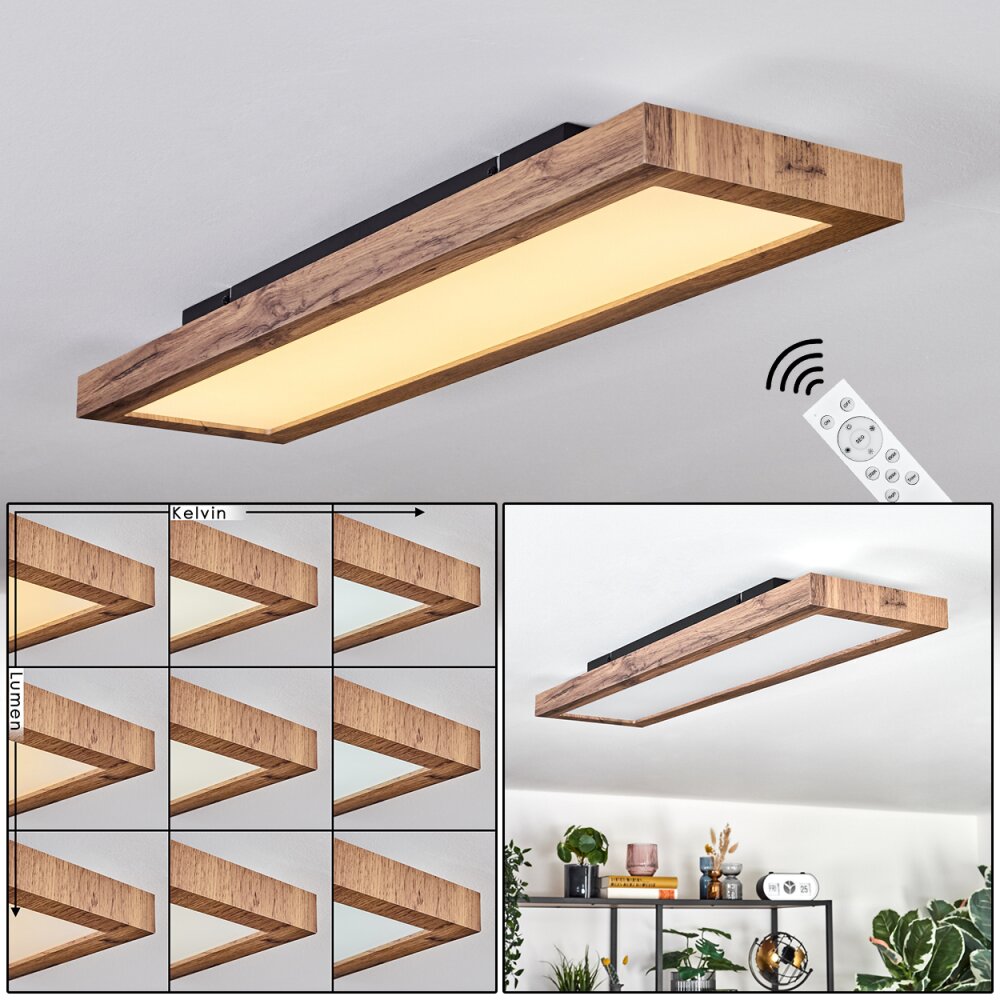 Salmi Deckenpanel LED Holzoptik, Schwarz, 1-flammig, Fernbedienung main product photo