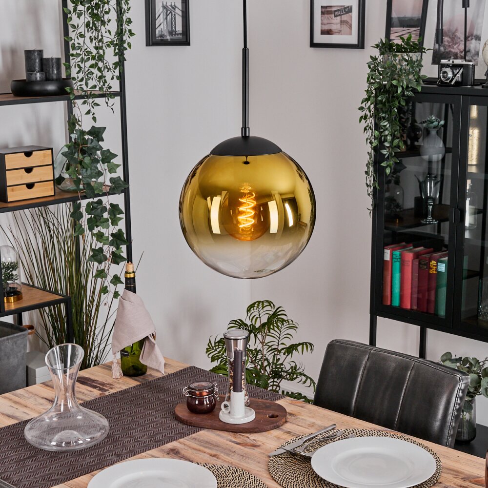 Gastor Hängeleuchte Glas 25 cm Gold, Klar, 1-flammig main product photo