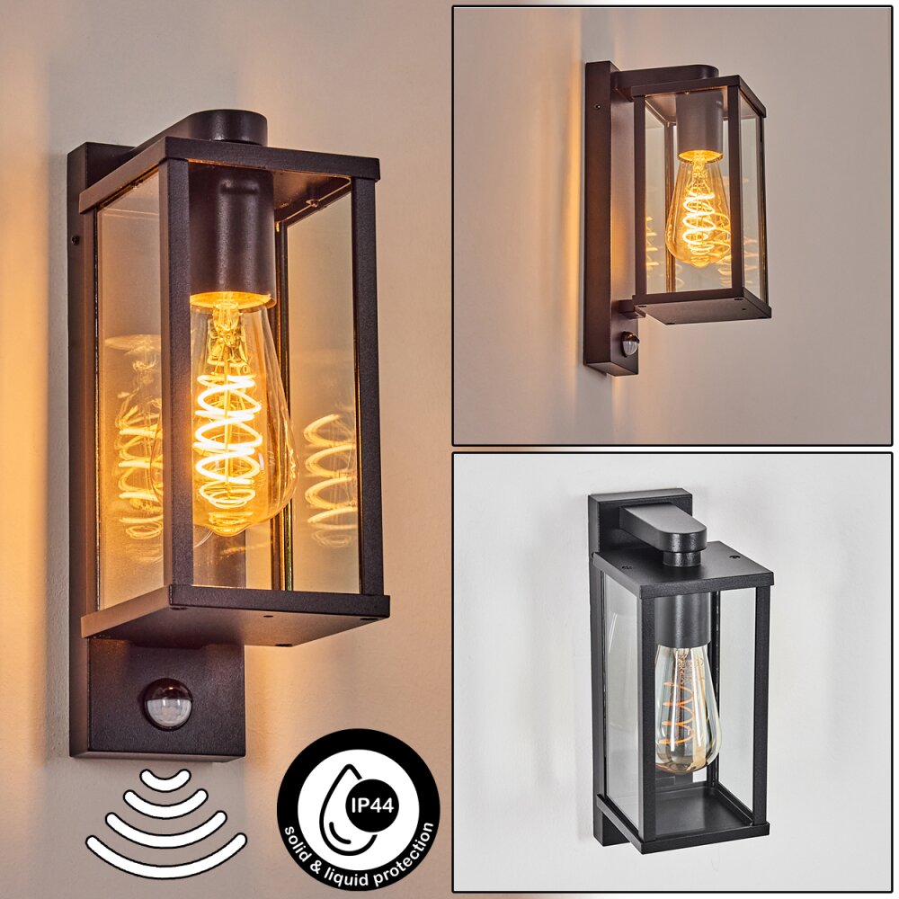 Tourega Außenwandleuchte Schwarz, 1-flammig, Bewegungsmelder main product photo