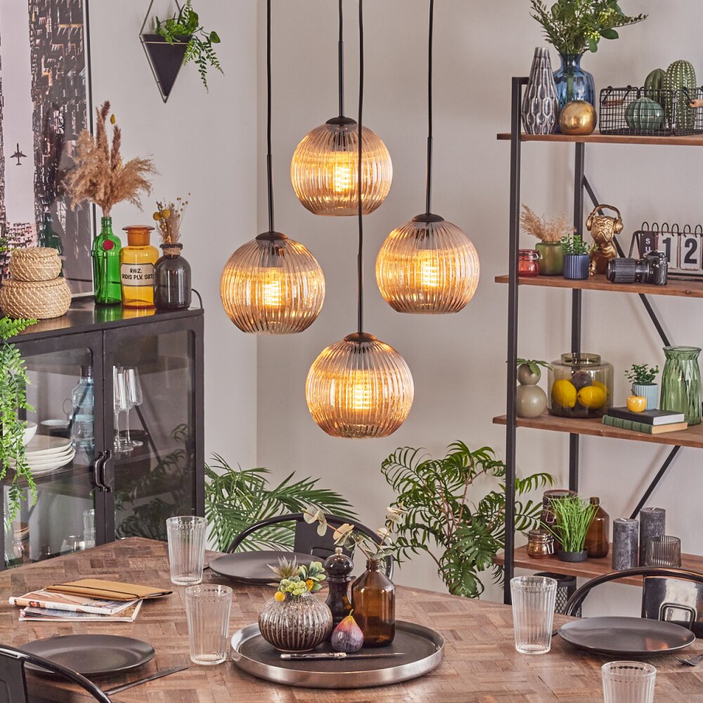 Koyoto Hängeleuchte Glas 20 cm Bernsteinfarben, 4-flammig main product photo