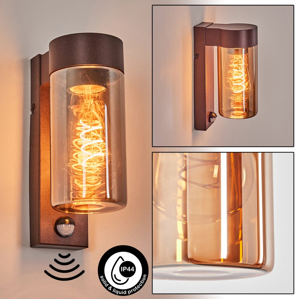 Encoberta Außenwandleuchte Rostfarben, 1-flammig, Bewegungsmelder main product photo
