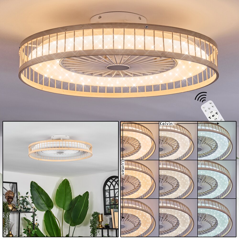 Benasal Deckenventilator mit Beleuchtung Naturfarben, Weiß, 1-flammig, Fernbedienung main product photo