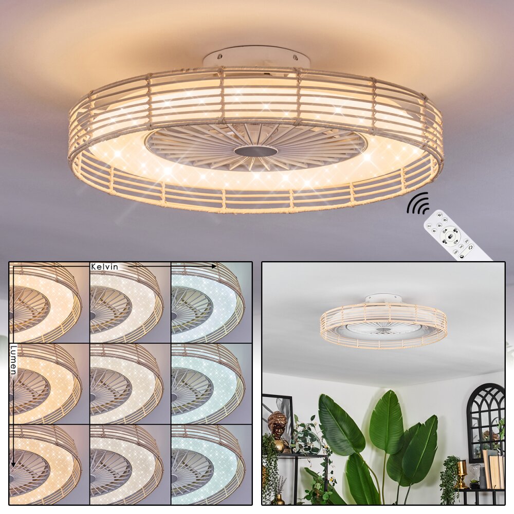 Benasal Deckenventilator mit Beleuchtung Naturfarben, Weiß, 1-flammig, Fernbedienung main product photo