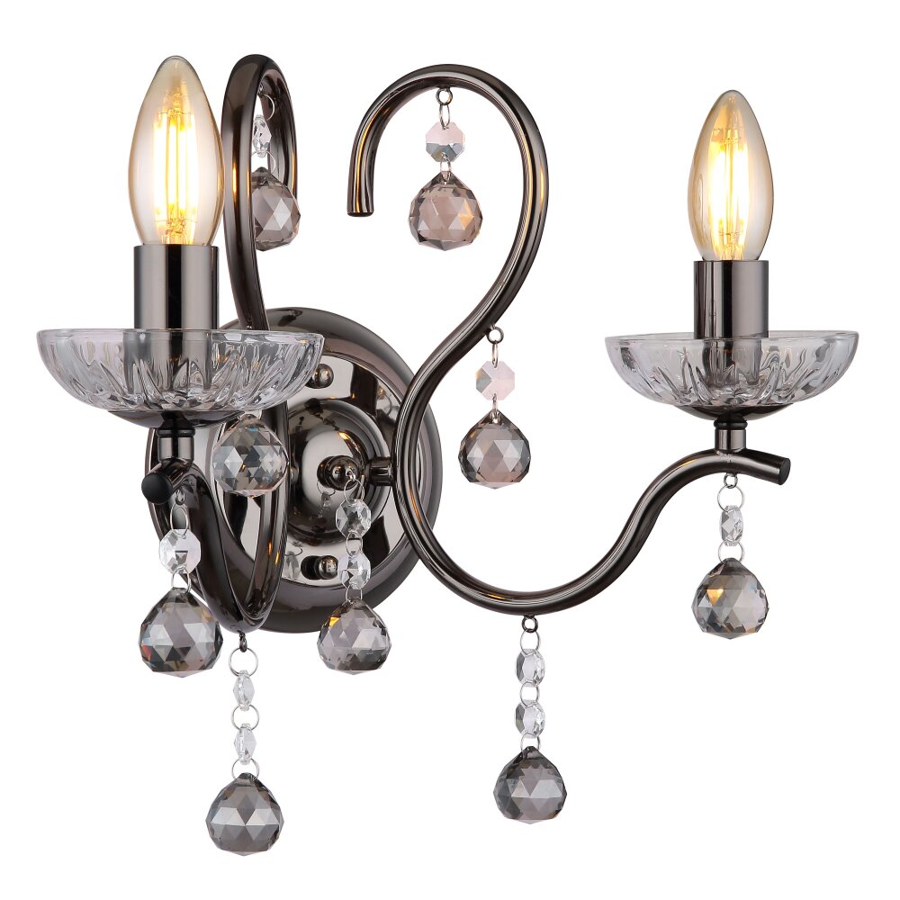 Globo Camila Wandleuchte Chrom, Schwarz, 2-flammig main product photo