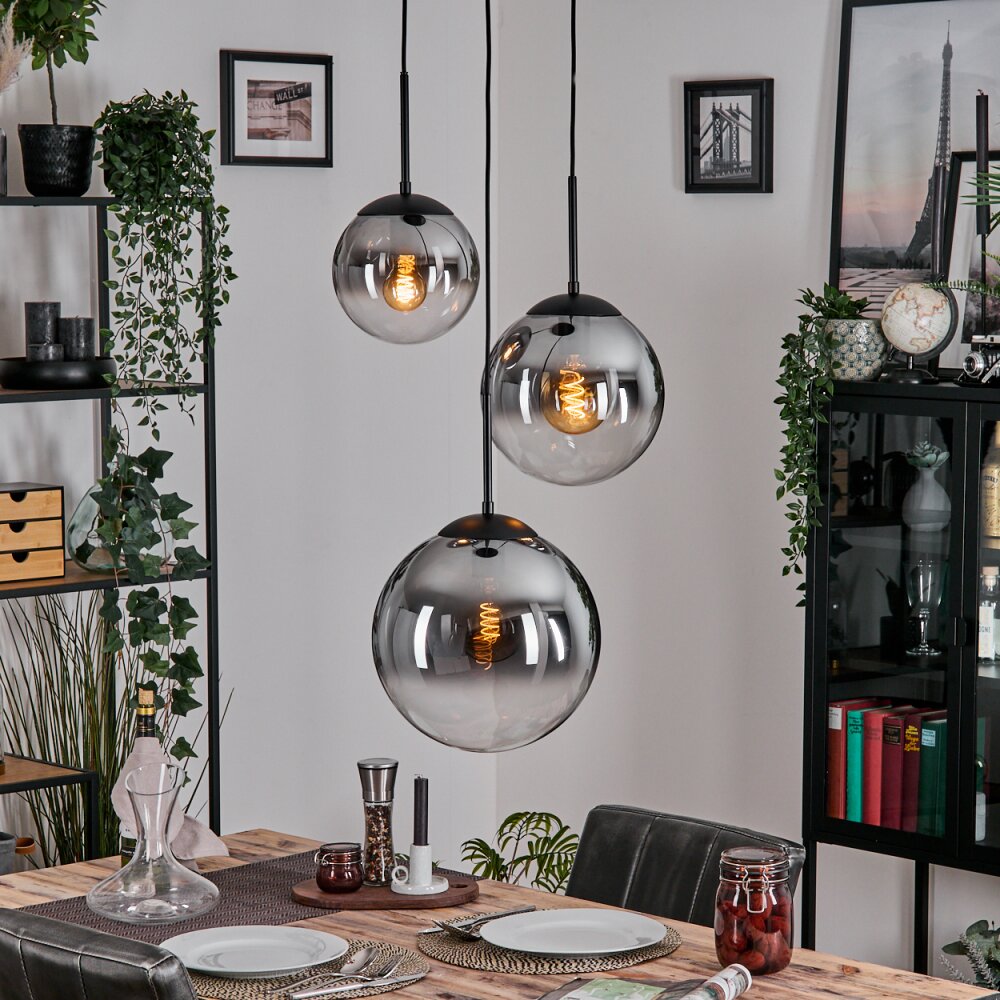 Gastor Hängeleuchte Glas 20cm, 25 cm, 30 cm Klar, Rauchfarben, 3-flammig main product photo