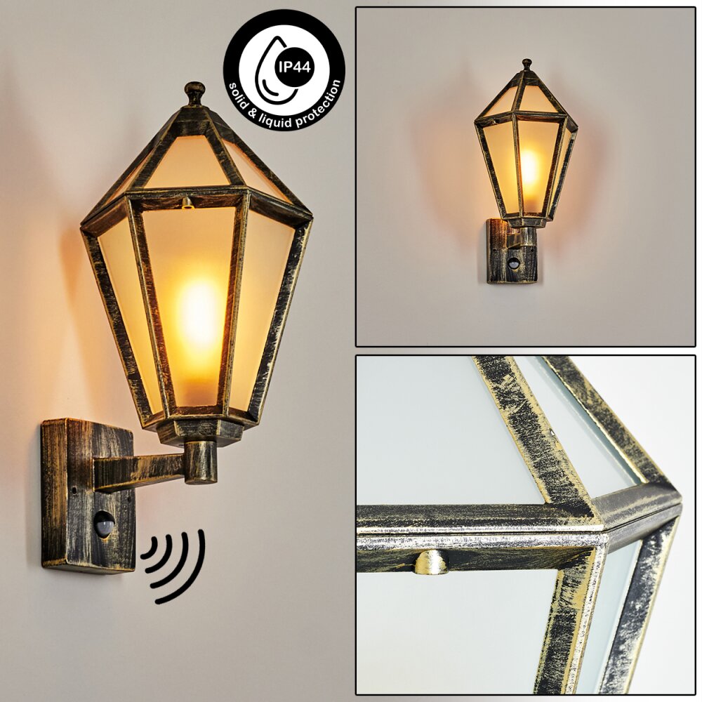 Falfosa Außenwandleuchte Gold, Schwarz, 1-flammig, Bewegungsmelder main product photo