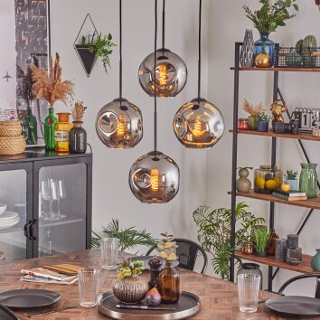 Ripoll Hängeleuchte Glas 20 cm Chrom, Rauchfarben, 4-flammig Ripoll Hängeleuchte Glas 20 cm Chrom, Rauchfarben, 4-flammig