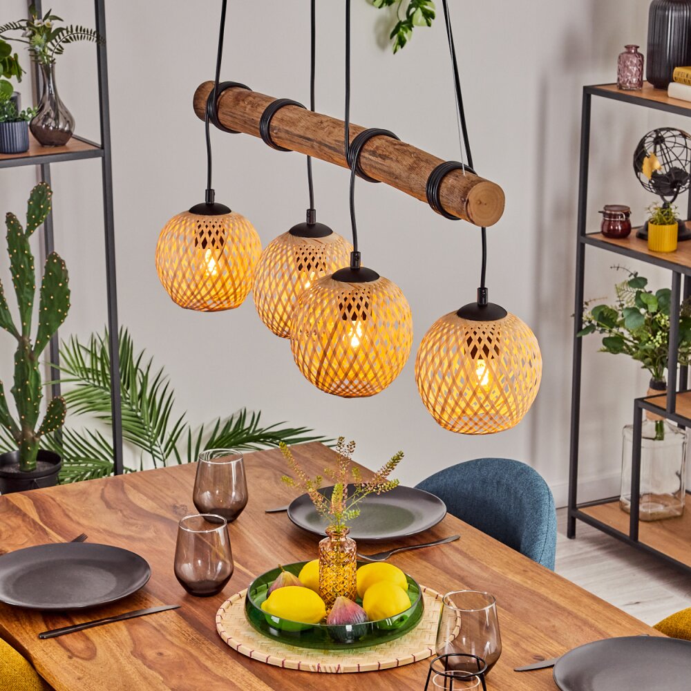 Basto Pendelleuchte Naturfarben, Schwarz, 4-flammig main product photo