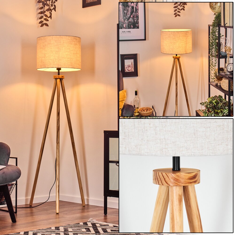 Bassagoda Stehleuchte Naturfarben, Schwarz, 1-flammig main product photo