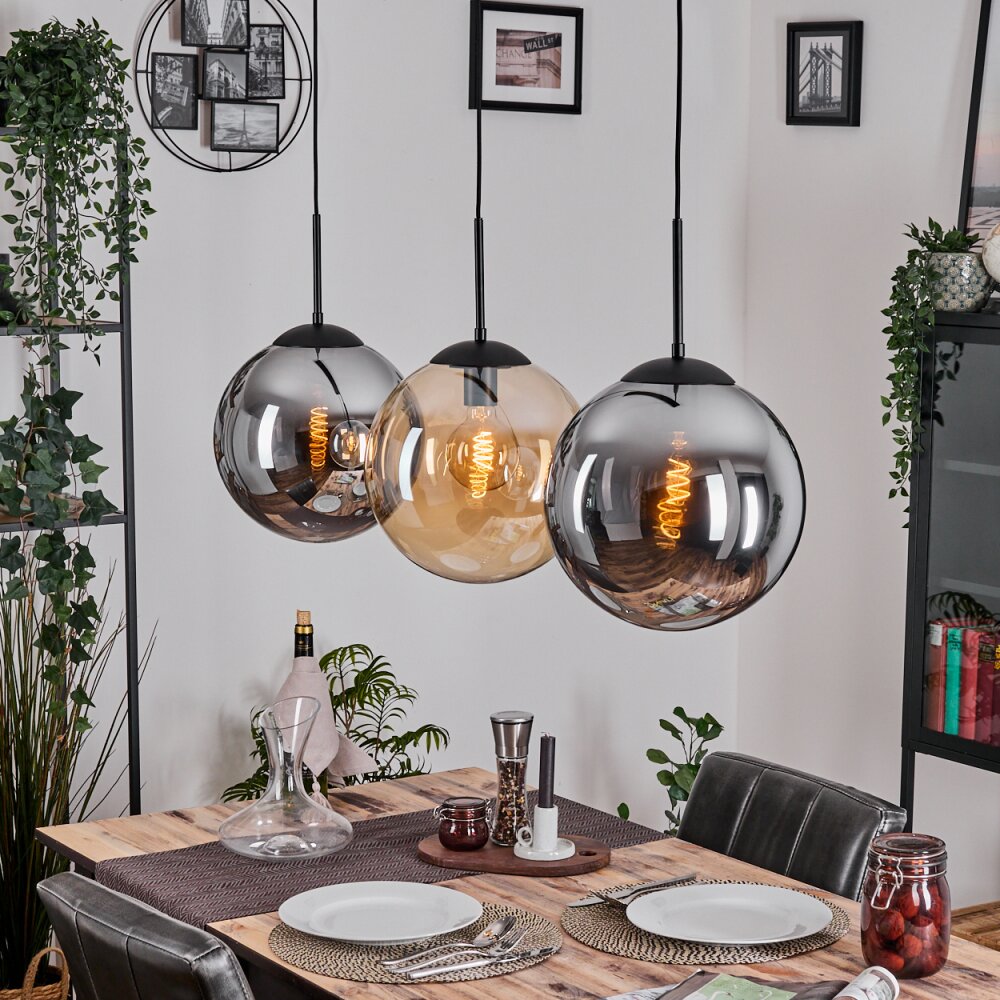 Gastor Hängeleuchte Glas 30 cm Bernsteinfarben, Rauchfarben, 3-flammig main product photo