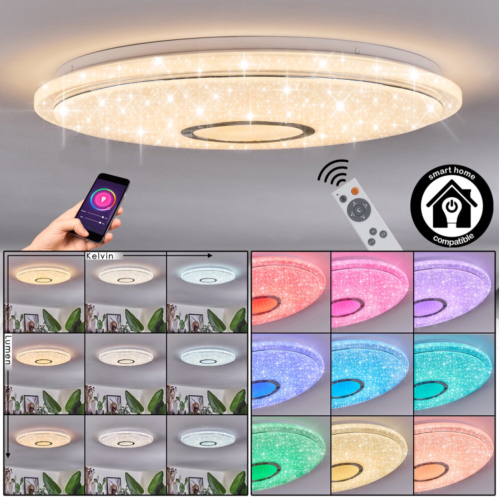 Gjevninge Deckenleuchte LED Silber, Weiß, 1-flammig, Fernbedienung main product photo