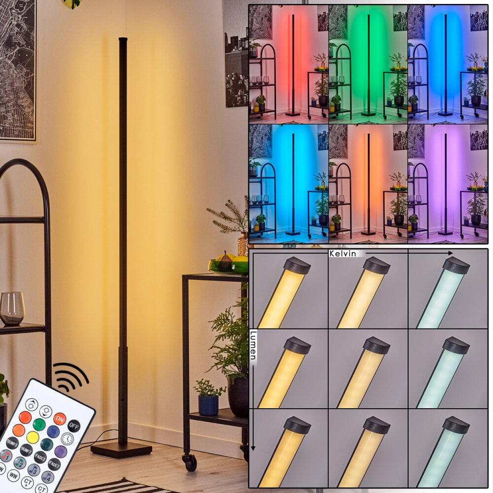 Uglestrup Stehleuchte LED Schwarz, 1-flammig, Fernbedienung, Farbwechsler main product photo