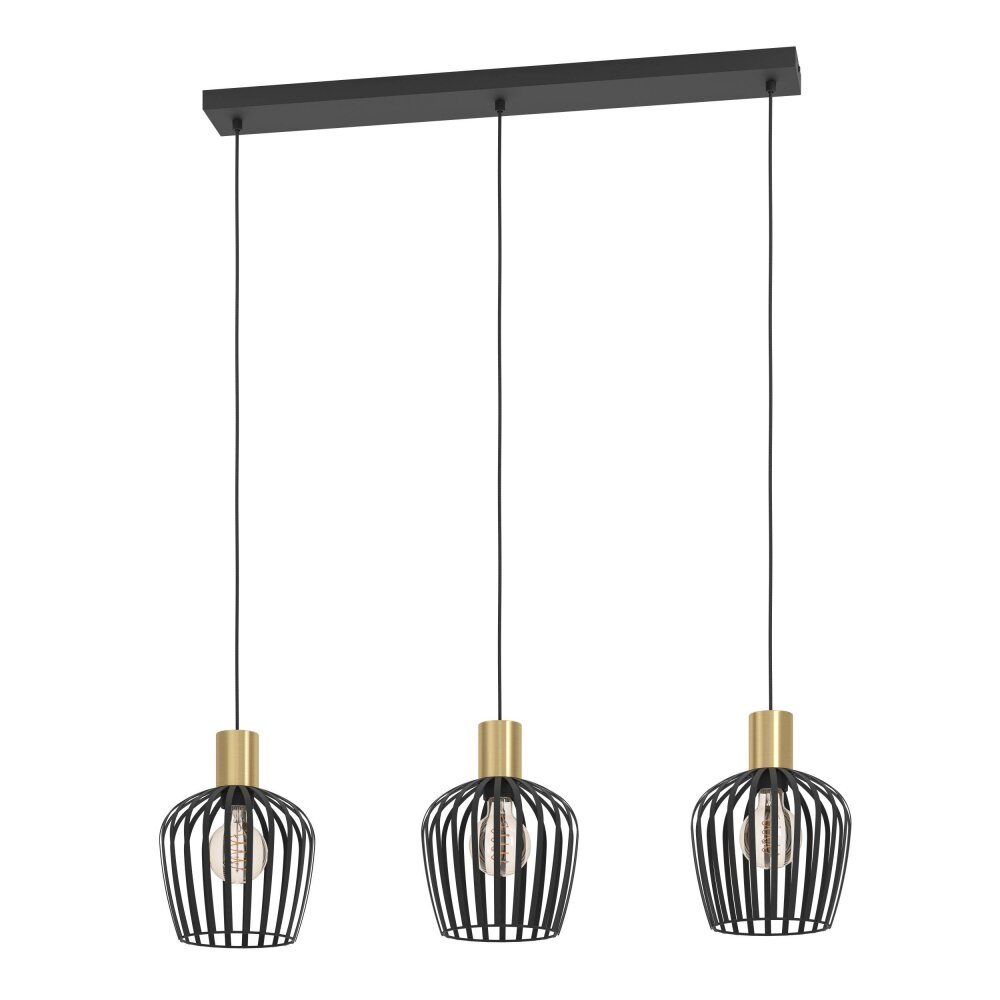 Eglo EMPOLI Hängeleuchte Messing, Schwarz, 3-flammig main product photo