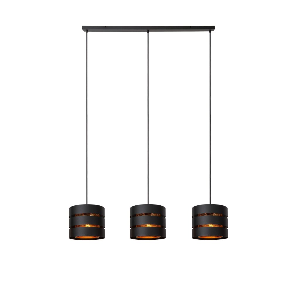 Lucide ROSAS Pendelleuchte Schwarz, 3-flammig main product photo