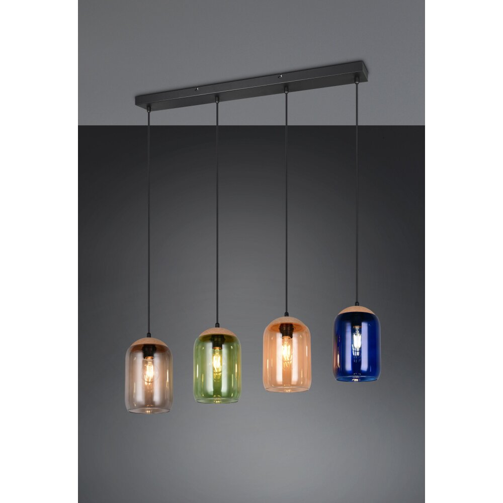 Trio Cork Pendelleuchte Schwarz, 4-flammig main product photo