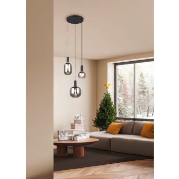 Trio Diva Pendelleuchte Schwarz, 3-flammig