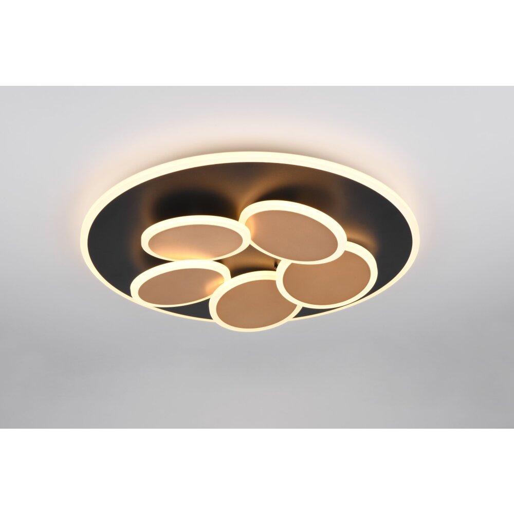 Trio Mandala Deckenleuchte LED Schwarz-Gold, 1-flammig, Fernbedienung main product photo