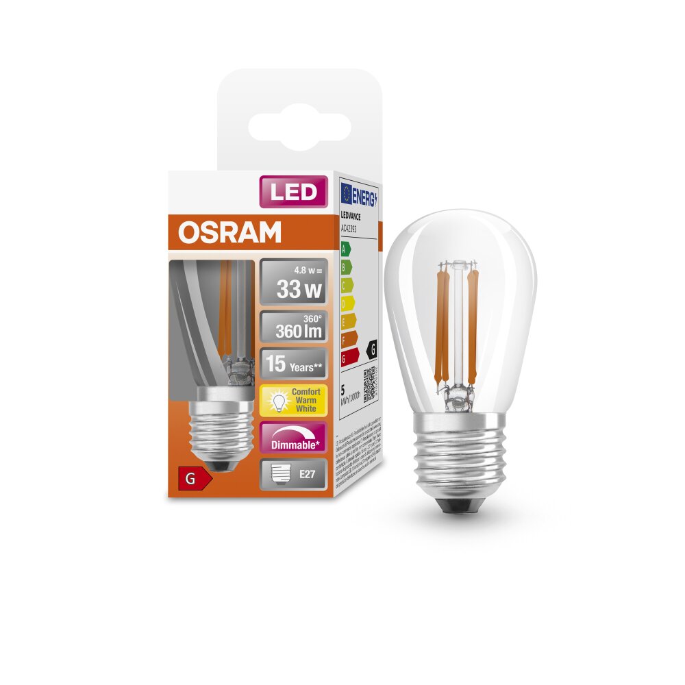 Osram LED E27 4,8 Watt 2200 Kelvin 360 Lumen main product photo