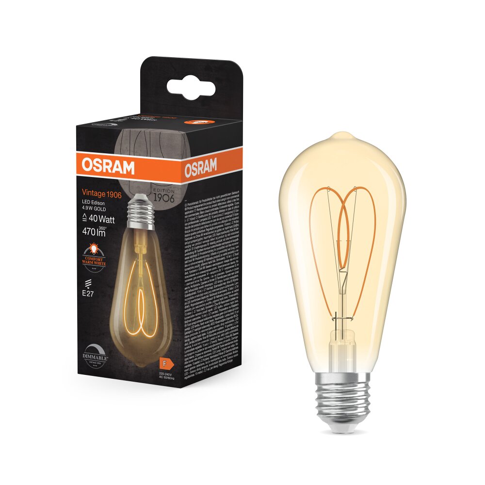 Osram LED E27 4,9 Watt 2200 Kelvin 470 Lumen Gold, 1-flammig main product photo