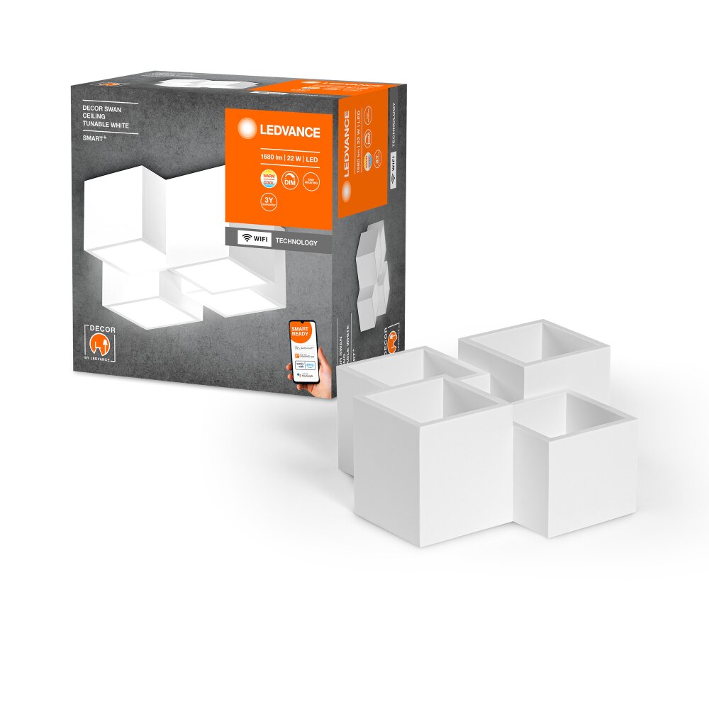 LEDVANCE SMART WIFI DECOR Wand- und Deckenleuchte Weiß, 1-flammig main product photo