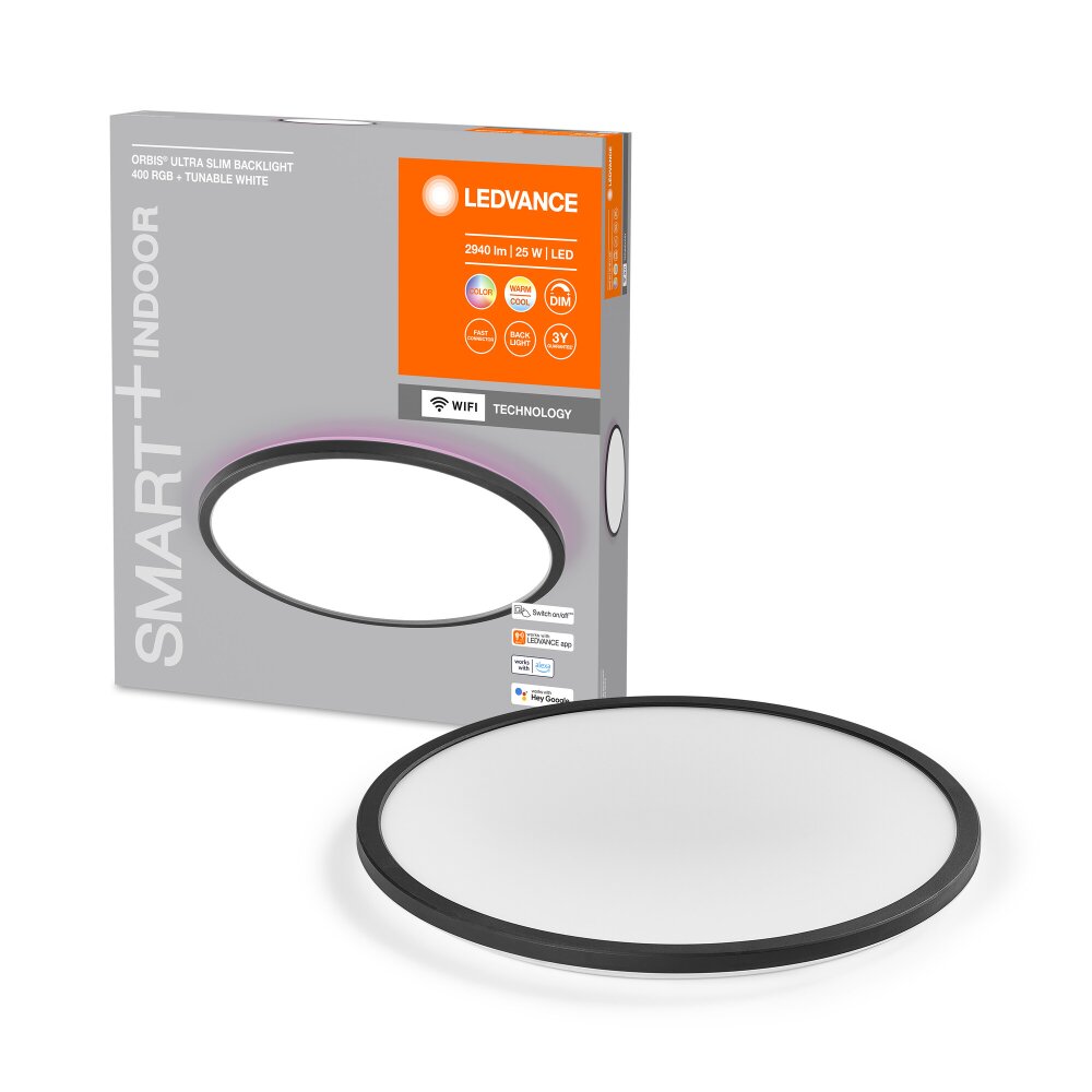 LEDVANCE ORBIS Wand- und Deckenleuchte Schwarz, 1-flammig, Farbwechsler main product photo