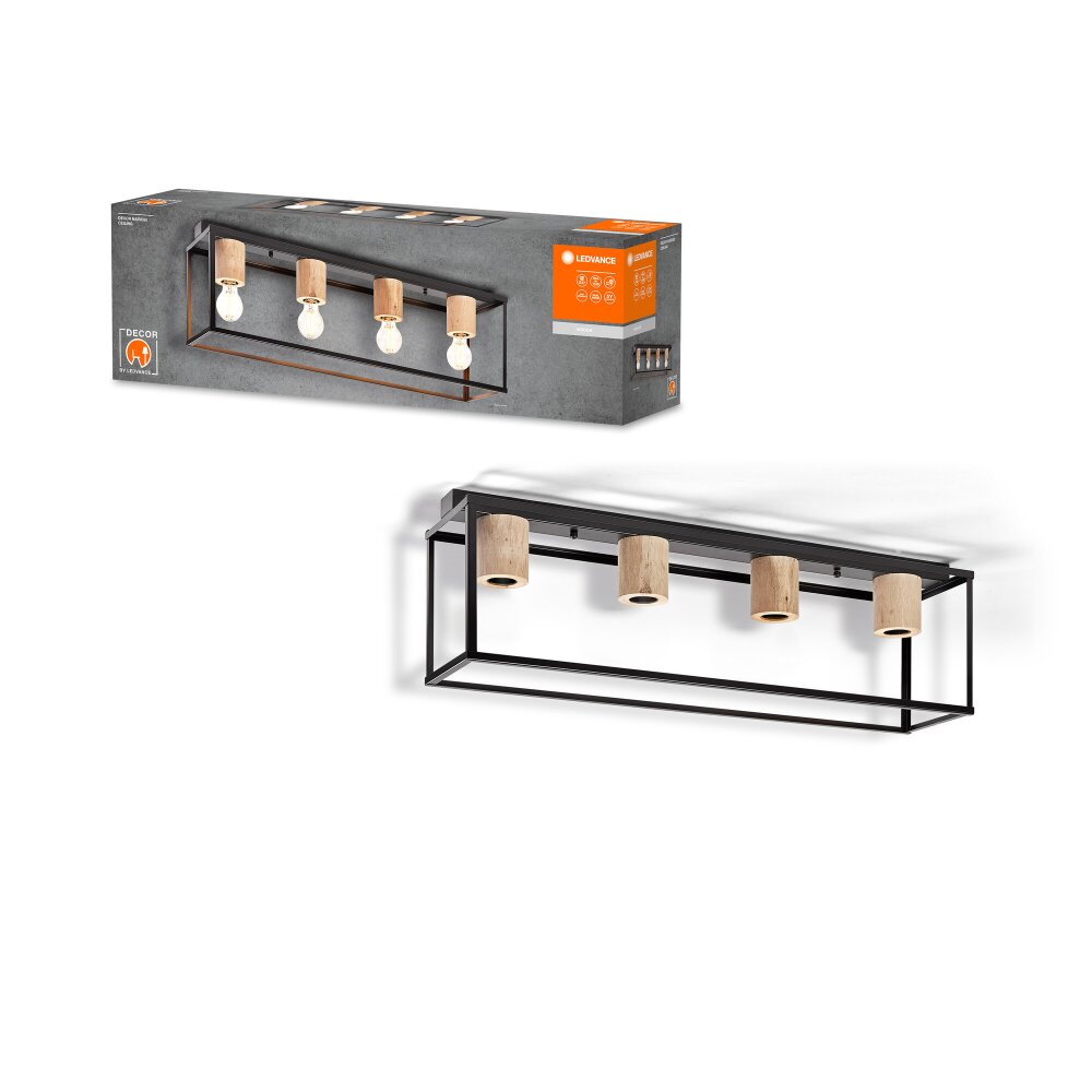 LEDVANCE DECOR Wand- und Deckenleuchte Schwarz, 4-flammig main product photo
