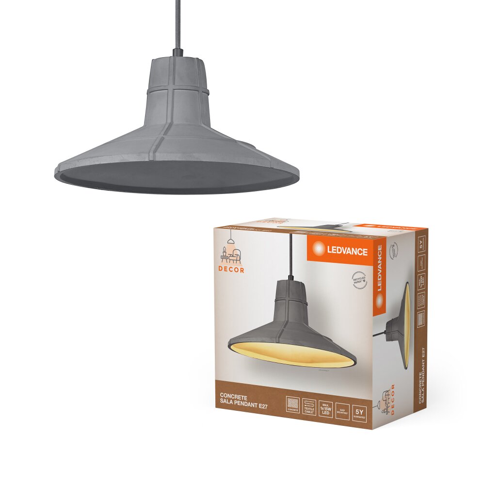 LEDVANCE DECOR Wand- und Deckenleuchte Grau, 1-flammig main product photo