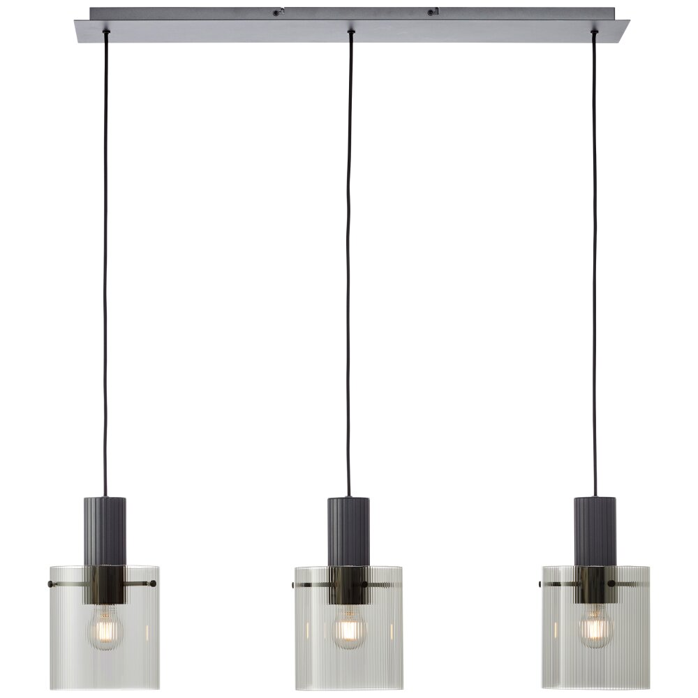 Brilliant Riffelini Pendelleuchte Schwarz, 3-flammig main product photo